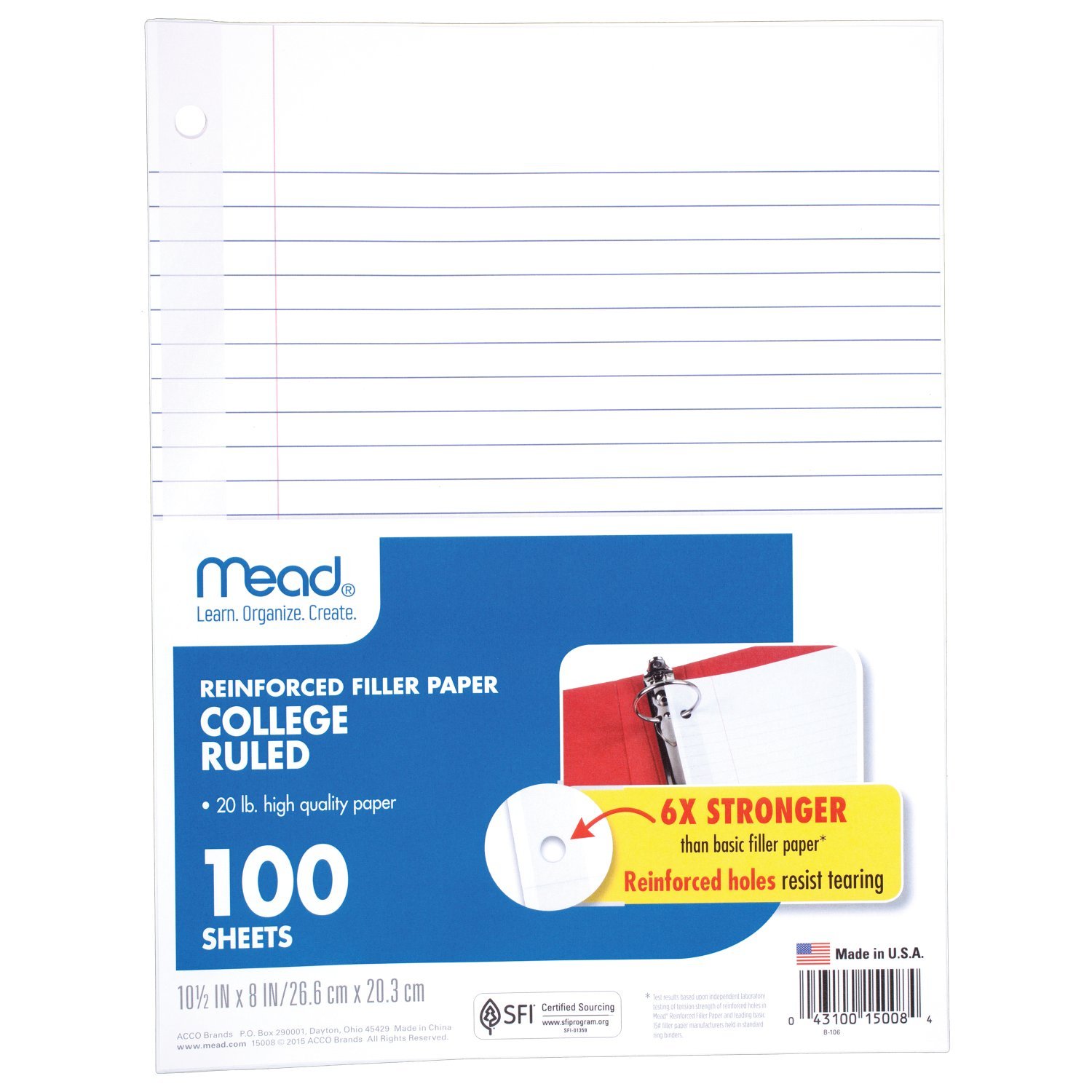 Amazon.com : Mead Loose Leaf Paper, Filler Paper, Reinforced